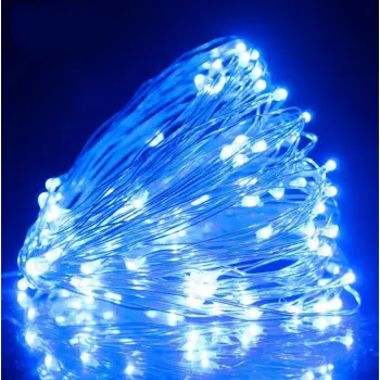 3 Metre Mavi Peri LED - Pilli Dekoratif Tel LED Aydınlatma - 2xAA Enerji Yönetimi