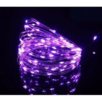3 Metre Mor Peri LED - Pilli Dekoratif Tel LED Aydınlatma - 2xAA Pil Uyumlu