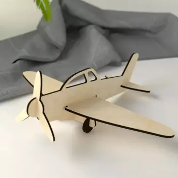 3D Ahşap Boyanabilir Uçak Maketi (Lazer Kesim)