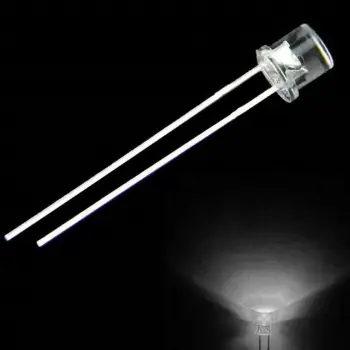 5mm Kesikbaş LED Diyot - Beyaz - Geniş Açılı Modern Aydınlatma ve Panel Bildirim Bileşeni