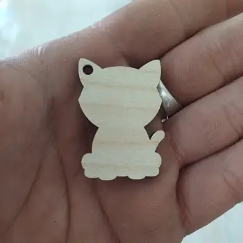 Ahşap MDF Kedi Anahtarlık Ölçü ve Renk Seçimli