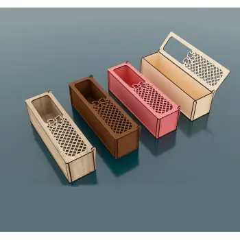 Açılır Kapaklı Ahşap MDF Gül Hediye Kutusu 280x80x80mm