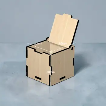 Açılır Kapaklı Ahşap MDF Mini Kutu 50x50x50mm