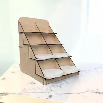Ahşap Bardak Altlığı ve Ürün Teşhir Standı 4 Katlı 8 Bölmeli (23x30 cm)