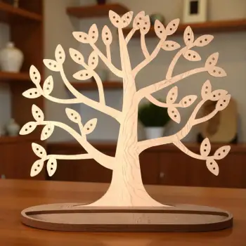 Ahşap MDF Ağaç Şeklinde Küpe Teşhir Standı | 200x200mm Dekoratif Sunum Ünitesi