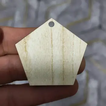 Ahşap MDF Beşgen Anahtarlık Ölçü ve Renk Seçimli