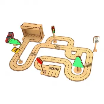 Ahşap MDF Çocuk Şehir Trafik Eğitim Parkuru Oyun Seti 80x80 cm