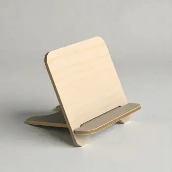 Ahşap MDF Masaüstü Telefon Standı (10x10 cm) Minimalist Tasarım