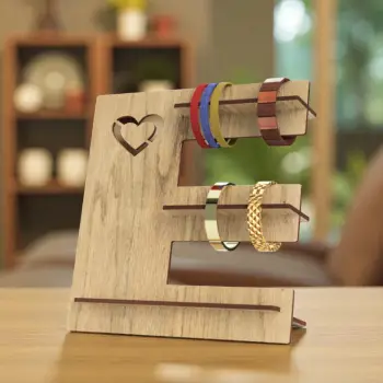 Ahşap MDF Mini 2 Katlı Bileklik ve Saat Teşhir Standı - 22 cm Lazer Kesim Kompakt Tasarım
