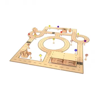 Ahşap MDF Şehir Trafik Eğitim Oyun Parkuru Seti 80x80 cm