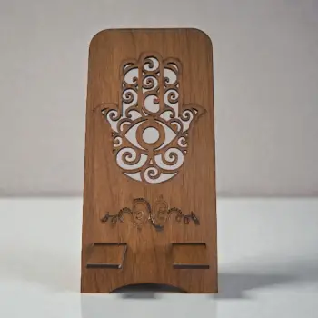 Ahşap MDF Telefon Standı (8.5x17.5 cm) El Figürlü Masaüstü Stand