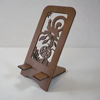 Ahşap MDF Telefon Standı – Salyangoz Figürlü Sevimli Seri (8.5x17.5 cm)