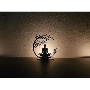 Ahşap Mumluk Yoga Temalı