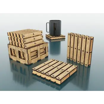 Ahşap Palet Modelli Bardak Altlığı 6 lı Set