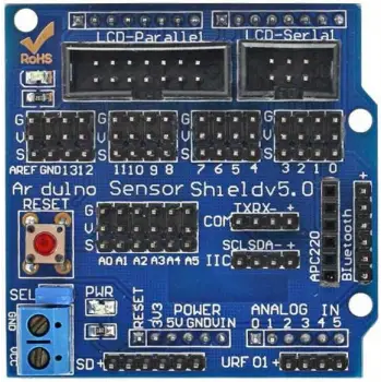 Arduino Uno R3 Sensör Shield V5.0 IO Genişletme Kartı (Bluetooth, I2C, SD Kart Uyumlu)