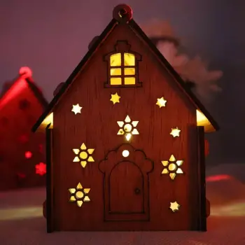 Boyanabilir Ahşap Ev Gece Lambası - 3mm MDF Lazer Kesim Hobi Seti