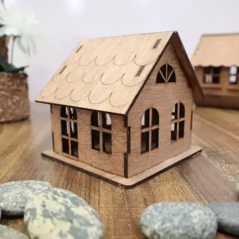 Boyanabilir Ahşap Ev Maketi - 3mm MDF Lazer Kesim Hobi Aktivite Seti