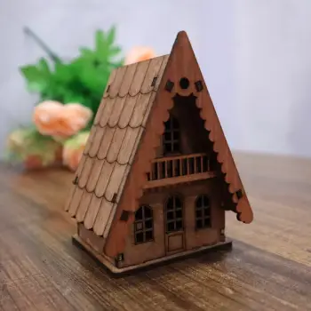Boyanabilir Ahşap Ev Modeli - 3mm MDF Lazer Kesim Sanat Etkinliği