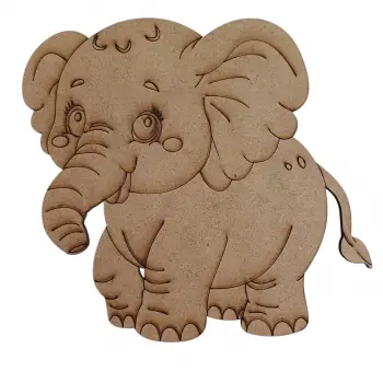 Boyanabilir Ahşap Fil Figürü 17x16 cm