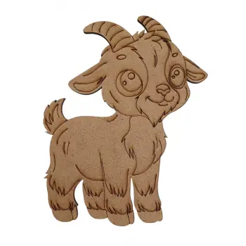 Boyanabilir Ahşap Keçi Figürü 15x12 cm