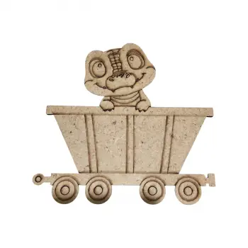 Boyanabilir Ahşap Vagonlu Dinozor Figürü 13x13 cm