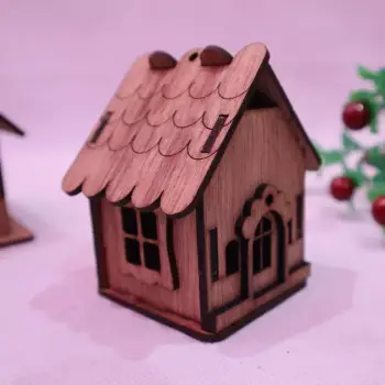 Boyanabilir Mini Ahşap Ev Maketi - 3mm MDF Lazer Kesim Etkinlik Seti
