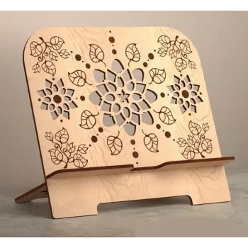 Dallar ve Yaprak Desenli Ahşap Tablet Standı (3mm MDF)