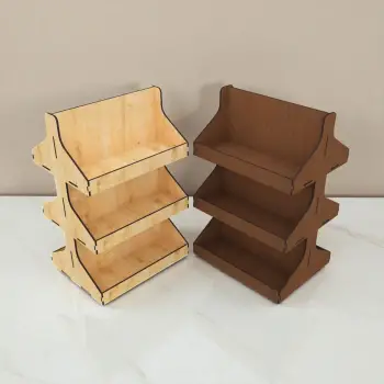 Duplex-Stage Çift Taraflı 6 Raflı Ahşap MDF Teşhir Standı