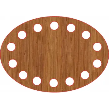 Elips Ahşap MDF Sepet Tabanı 10x7 cm (Delik Çapı 8 mm)