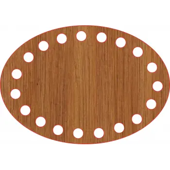 Elips Ahşap MDF Sepet Tabanı 13x9 cm (Delik Çapı 8 mm)