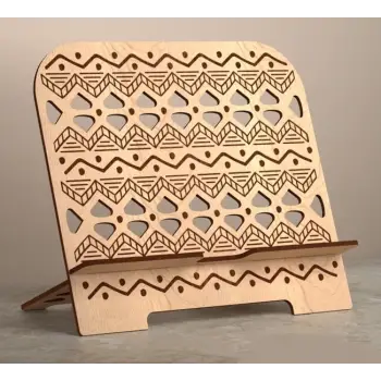 Etnik Geometrik Desenli Ahşap Tablet Standı (3mm MDF)