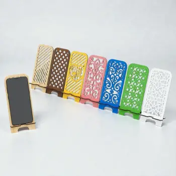 Geometrik Ahşap MDF Telefon Standı Seti (7’li MDF Masaüstü Stand Koleksiyonu)