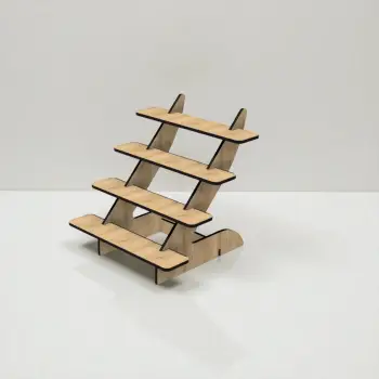 Giga-Step 4 Katlı Ahşap MDF Teşhir Standı (Büyük Boy)