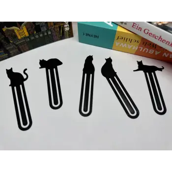 Kedi Model Kitap Ayracı 5’li Set PLA – 3D Yazıcı Bookmark