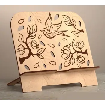 Kuş ve Ağaç Desenli Ahşap Tablet Standı (3mm MDF)