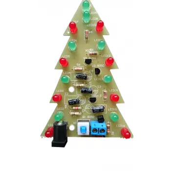 LEDli Yılbaşı Çam Ağacı Devresi - 3D Dekoratif Elektronik Kit - Monteli ve Hazır