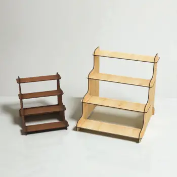 Mega-Step 4 Raflı Ahşap MDF Teşhir Standı 30x30x30 cm