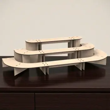 Mod-Stage 3 Katlı Modüler Ahşap MDF Teşhir Standı 90 cm