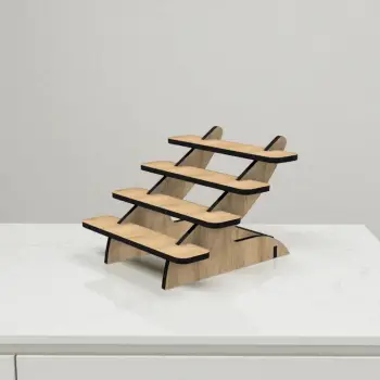 Nano-Step 4 Katlı Ahşap MDF Teşhir Standı (En Küçük Boy)
