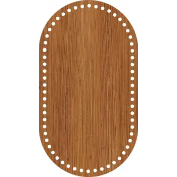 Oval Ahşap MDF Sepet Tabanı 25x14 cm (Delik Çapı 5 mm)
