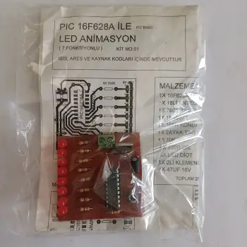 PIC 16F628A ile Led Animasyon Devresi - Monteli ve Hazır Kart - 12V DC