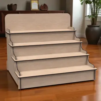 Tetra-Stage 4 Katlı Genişlik Varyasyonlu Ahşap MDF Teşhir Standı