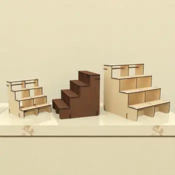 Tetra-Step 4 Katlı Ahşap MDF Ürün Sergi Standı Serisi (3 Farklı Boy)