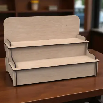 Twin-Stage 2 Katlı Genişlik Varyasyonlu Ahşap MDF Teşhir Standı