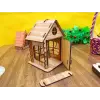 Boyanabilir Minyatür Ahşap Ev Maketi - 3mm MDF Lazer Kesim Hobi Seti