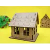 Boyanabilir Ahşap Ev Maketi - 3mm MDF Lazer Kesim Hobi Aktivite Seti
