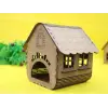 Boyanabilir Dekoratif Ahşap Ev Maketi - 3mm MDF Lazer Kesim Hobi Seti