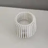 Abajur Formlu Dekoratif Tealight Mumluk Beyaz-Kahverengi - Pilli LED Mum Hediyeli