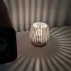 Abajur Formlu Dekoratif Tealight Mumluk Beyaz-Kahverengi - Pilli LED Mum Hediyeli