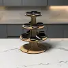 Ahşap 3 Katlı Dairesel Cupcake, Kurabiye ve İkramlık Teşhir Standı
